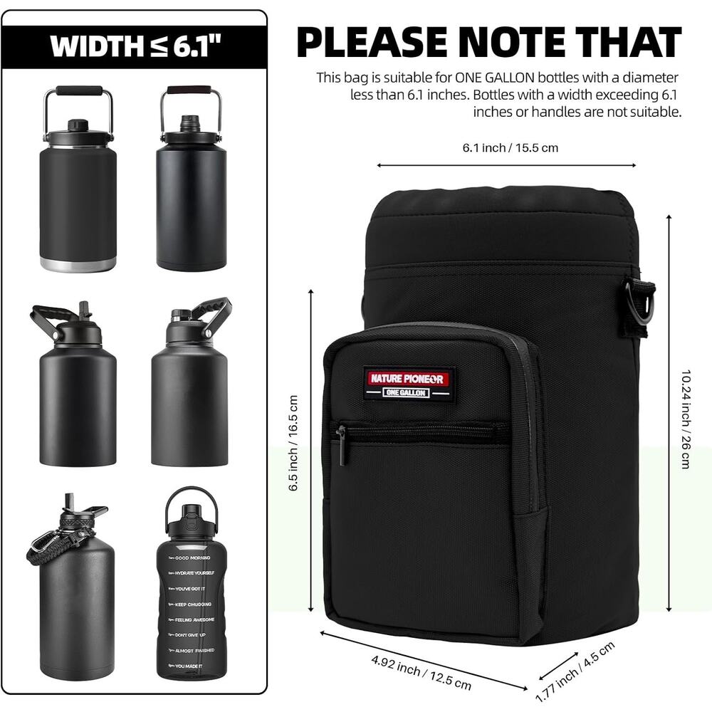 NATURE PIONEOR Water Bottle Holder With Adjustable Strap - Half/One Gallon (64/ - Picture 14 of 14